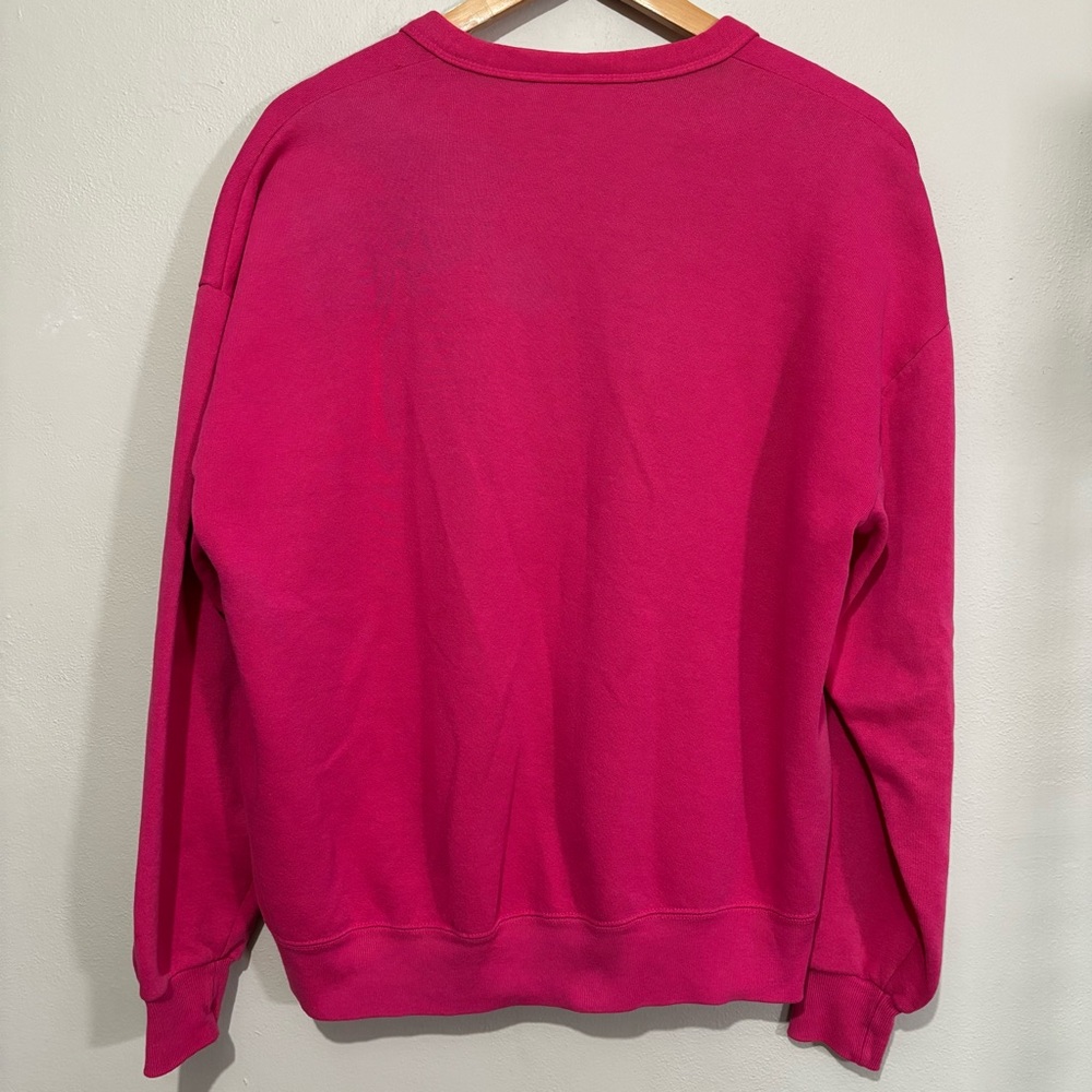 Jerzees Pink Sweatshirt Pocketed Cardigan Size Large Embroidered Abstract Print - Picture 5 of 9